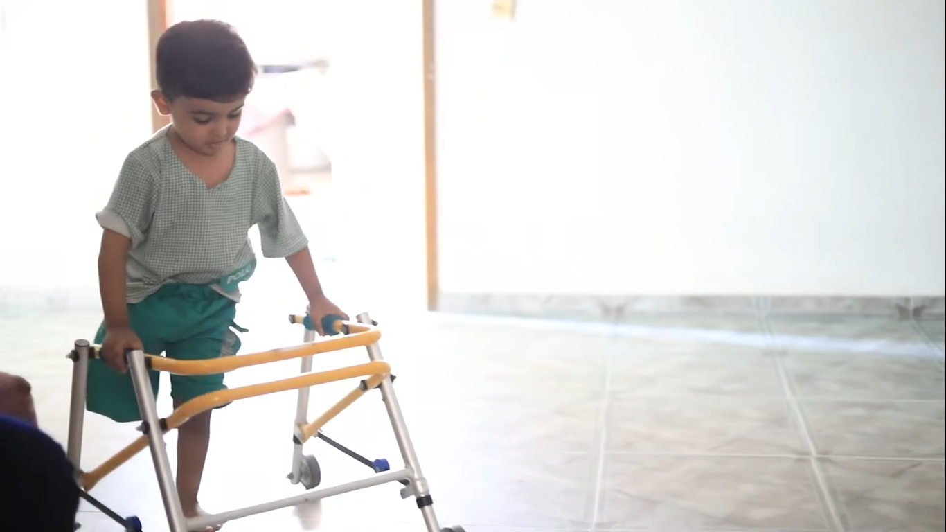 Children who have lost limbs come